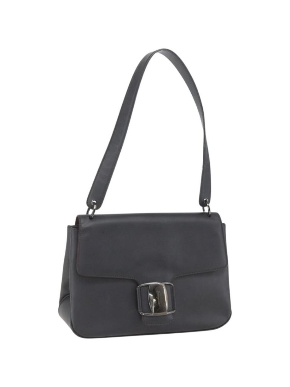 Salvatore Ferragamo Vala Shoulder Bag Leather Black Silver